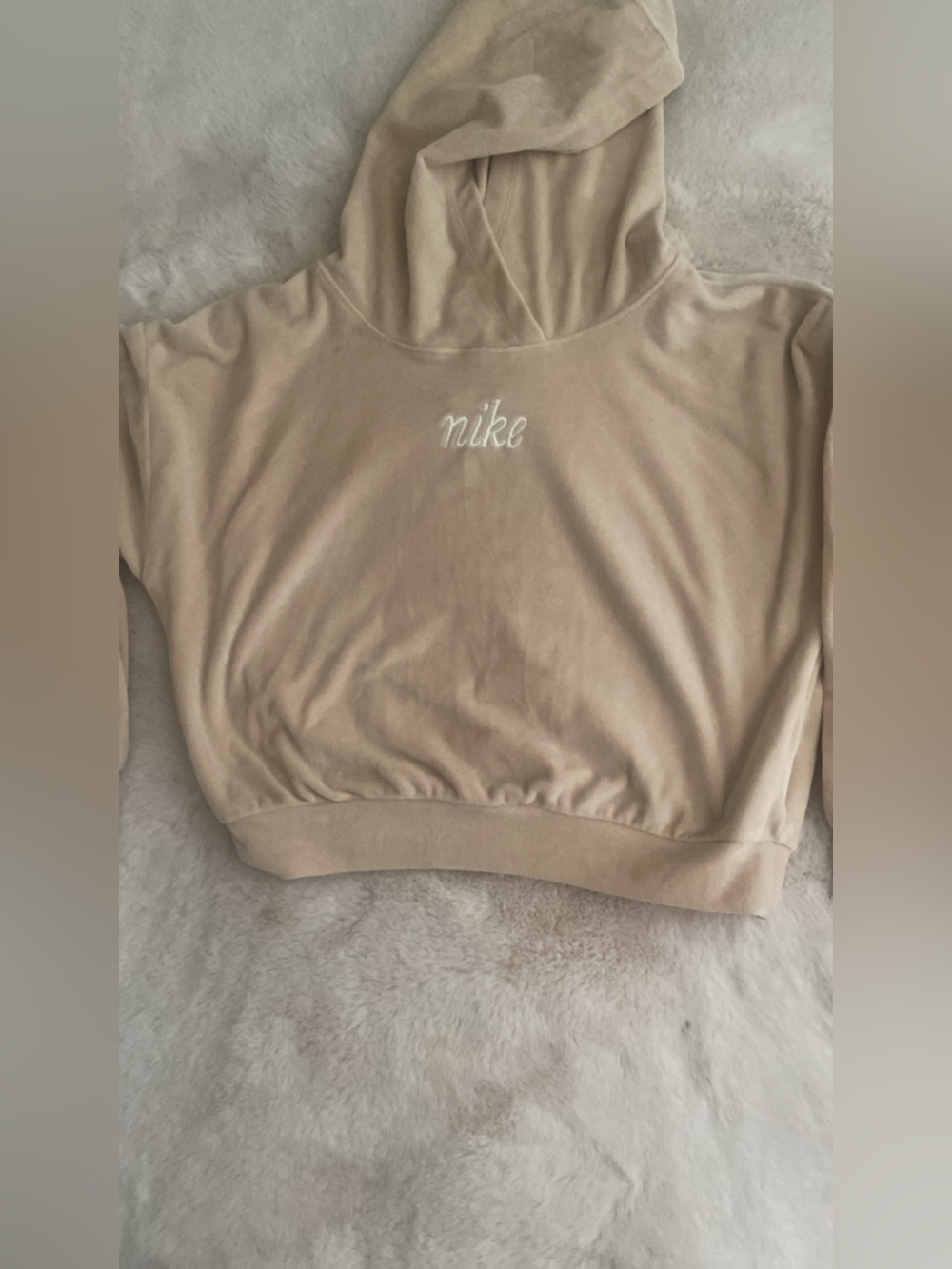 Nike girl  Beige Cropped Hoodie